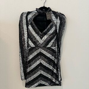 MICHAEL COSTELLO X REVOLVE ; Black and silver sequin dress ; New with tags